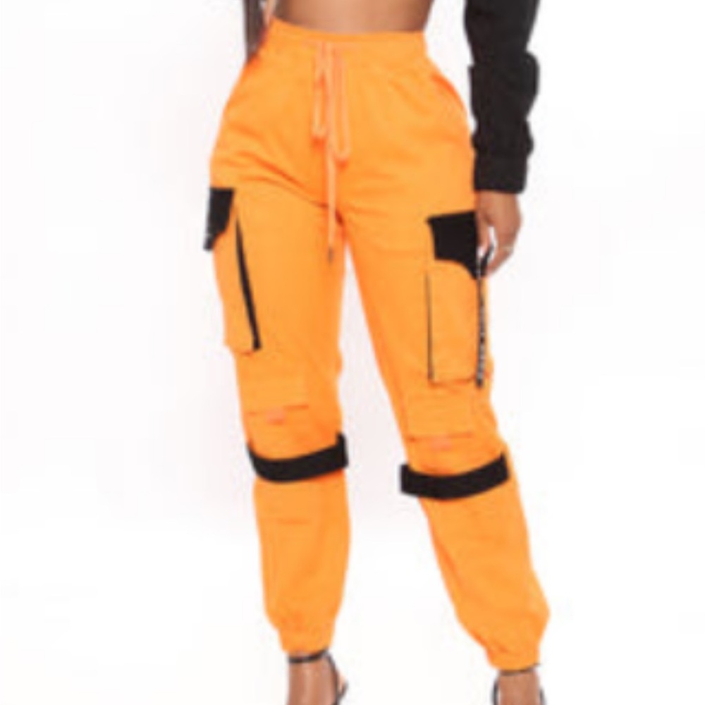 Trendy Streetwear-like Orange Cargo Pants